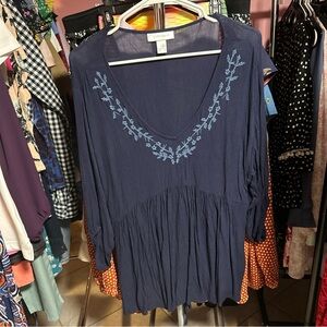 Motherhood maternity Deep Blue Embroidered Tunic